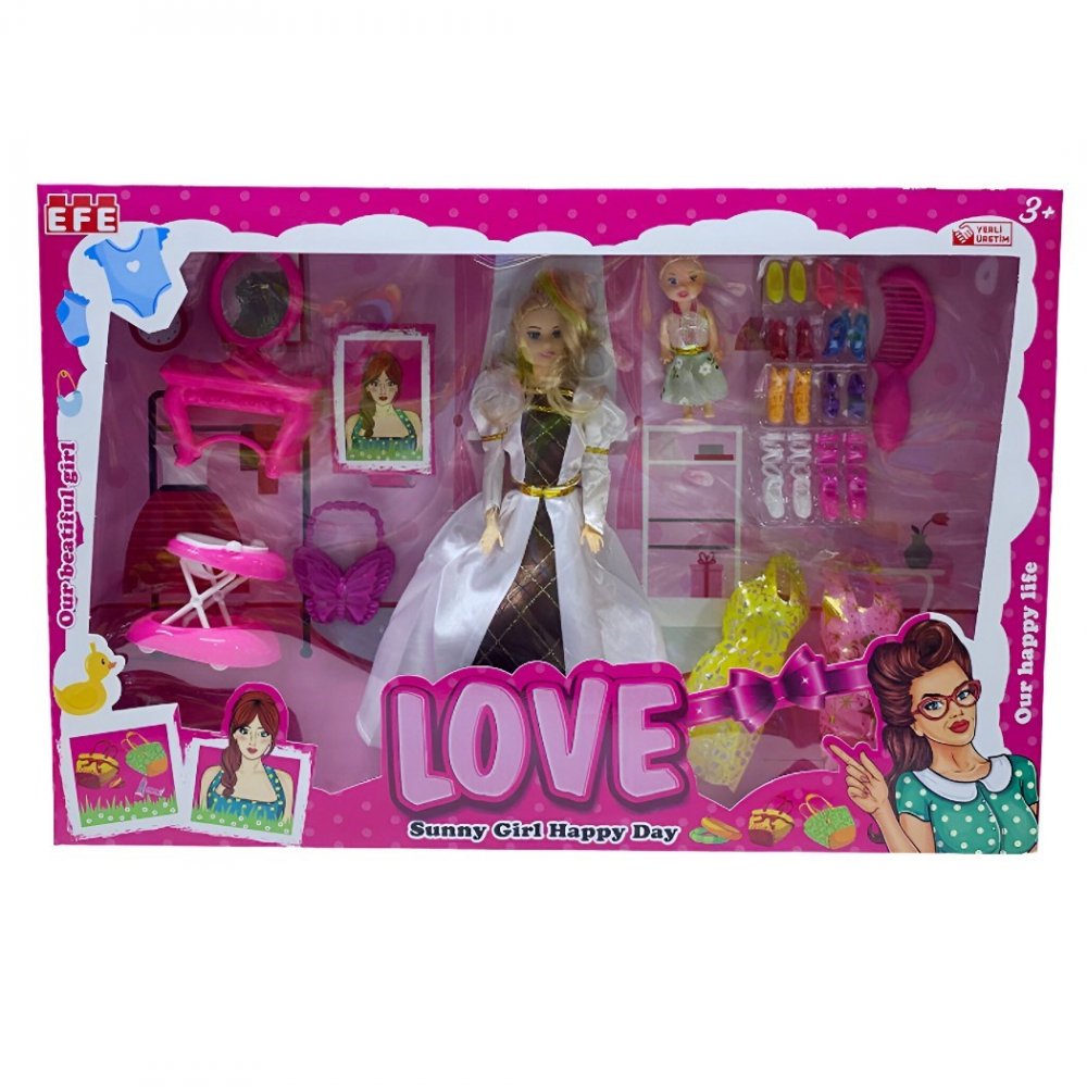 EFE-281 Pusetli aksesuarlı love bebek